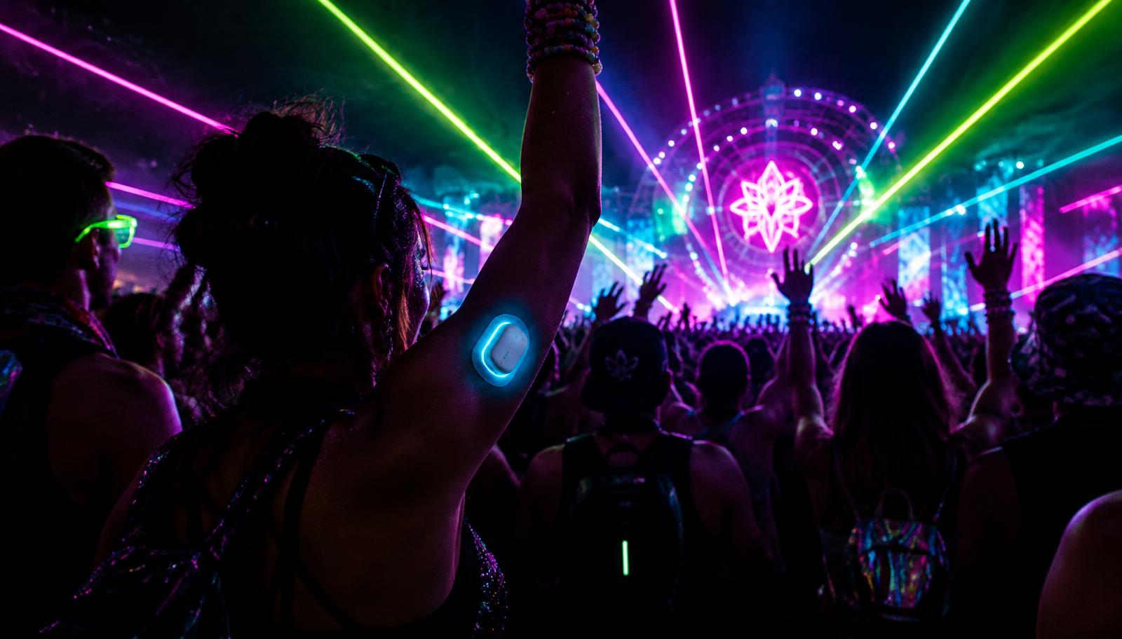 Neon rave crowd